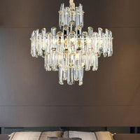 3 Tiers Beveled Crystal Chandelier Light Fixture 8/12 Lights - Rebooters