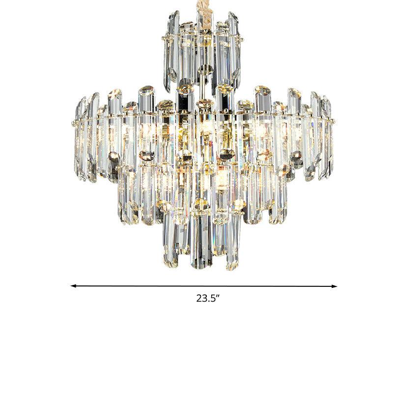 3 Tiers Beveled Crystal Chandelier Light Fixture 8/12 Lights - Rebooters