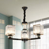 Rectangle-Cut Crystal Sputnik Chandelier Modernism 3/6/8 Lights Black Ceiling Light Fixture - Rebooters