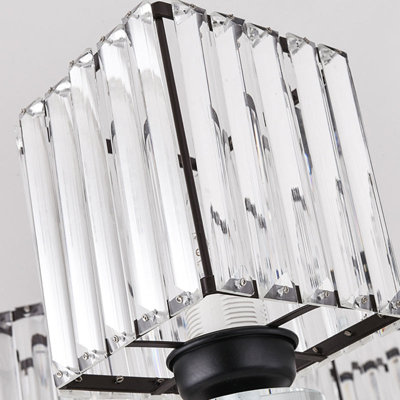 Rectangle-Cut Crystal Sputnik Chandelier Modernism 3/6/8 Lights Black Ceiling Light Fixture - Rebooters