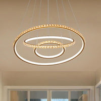 3-Tier Chandelier Light Fixture Modern Crystal LED Gold Ceiling Pendant Light - Rebooters