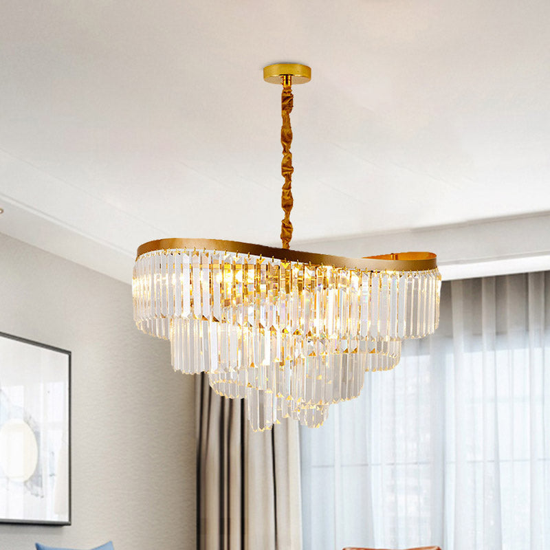Gold Tiered LED Chandelier Light Modernism 10 Heads Pendant - Rebooters