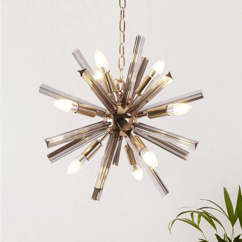 9-Bulb Living Room Chandelier Lighting Modern Brass Pendant - Rebooters