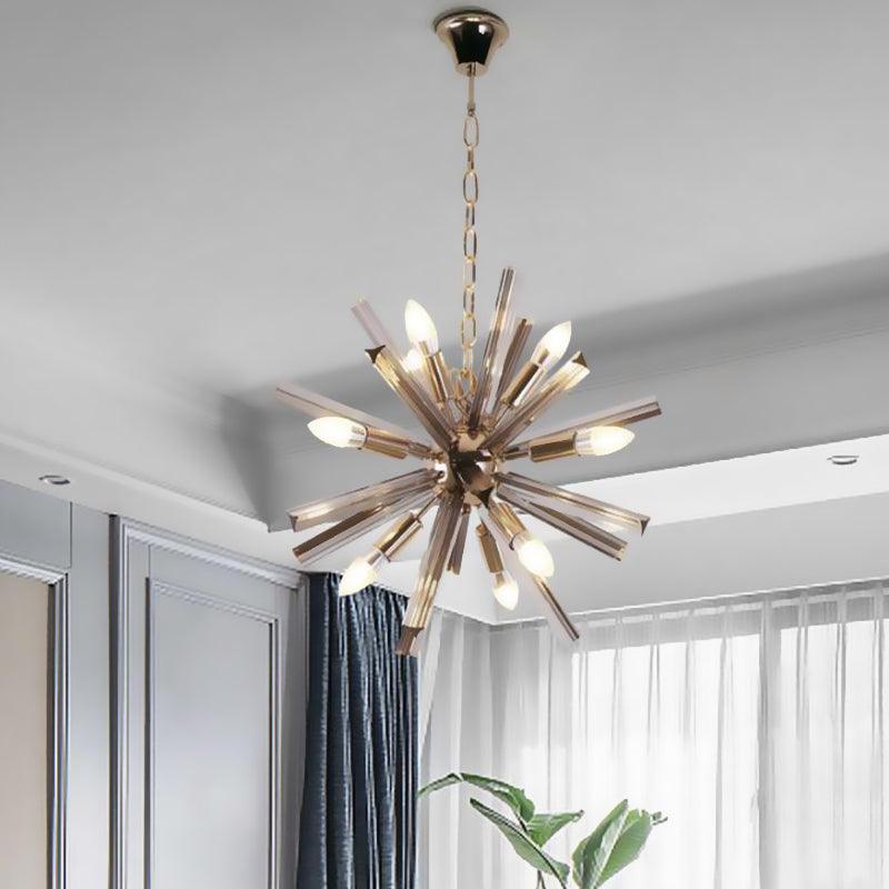 9-Bulb Living Room Chandelier Lighting Modern Brass Pendant - Rebooters