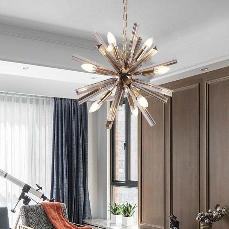 9-Bulb Living Room Chandelier Lighting Modern Brass Pendant - Rebooters