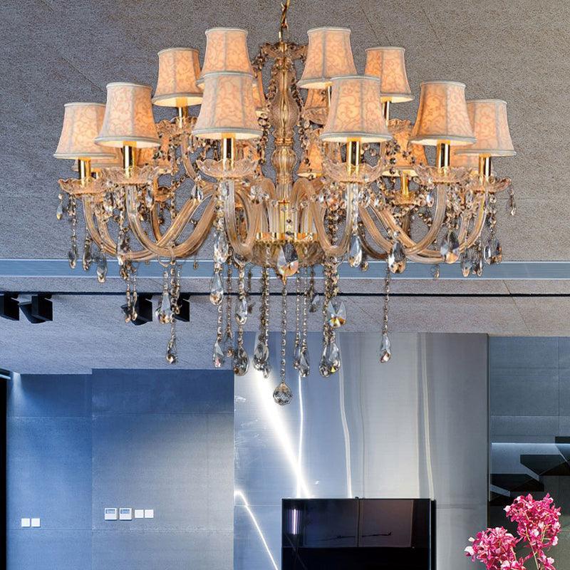 Armed Clear K9 Crystal Pendant Chandelier Rustic Beige Light - Rebooters