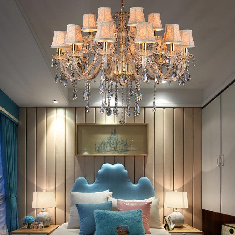 Armed Clear K9 Crystal Pendant Chandelier Rustic Beige Light - Rebooters