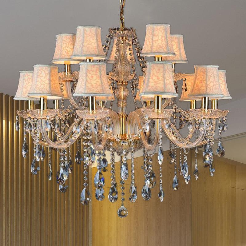 Armed Clear K9 Crystal Pendant Chandelier Rustic Beige Light - Rebooters