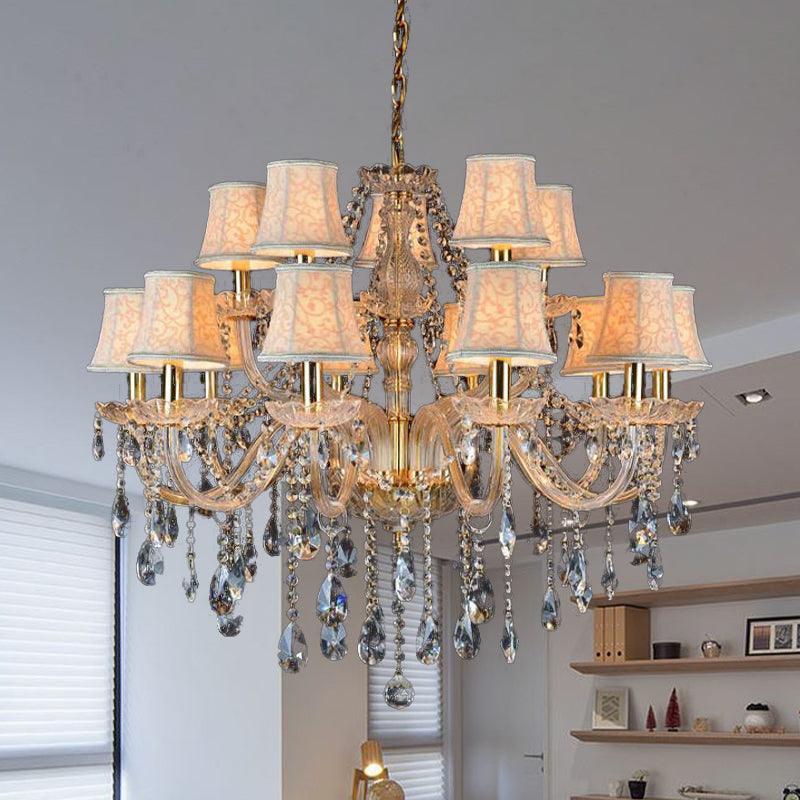 Armed Clear K9 Crystal Pendant Chandelier Rustic Beige Light - Rebooters
