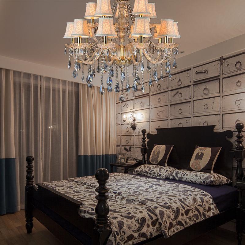 Armed Clear K9 Crystal Pendant Chandelier Rustic Beige Light - Rebooters