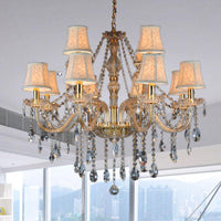 Armed Clear K9 Crystal Pendant Chandelier Rustic Beige Light - Rebooters