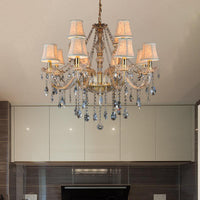 Armed Clear K9 Crystal Pendant Chandelier Rustic Beige Light - Rebooters