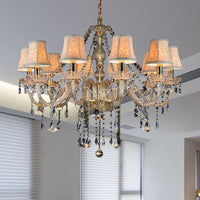 Armed Clear K9 Crystal Pendant Chandelier Rustic Beige Light - Rebooters