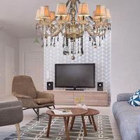 Armed Clear K9 Crystal Pendant Chandelier Rustic Beige Light - Rebooters