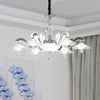 Flared Dining Room Pendant Ceiling Light Simple Ridged Crystal 6 Heads Chrome Chandelier - Rebooters