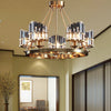 5 Heads Circular Hanging Ceiling Light Modern Gold Tri-Sided Crystal Rod Pendant Chandelier - Rebooters