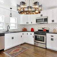 5 Heads Circular Hanging Ceiling Light Modern Gold Tri-Sided Crystal Rod Pendant Chandelier - Rebooters