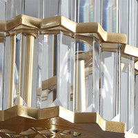 5 Heads Circular Hanging Ceiling Light Modern Gold Tri-Sided Crystal Rod Pendant Chandelier - Rebooters