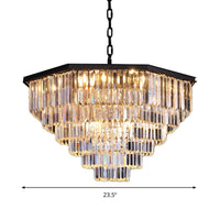 4 Tiers Living Room Suspension Pendant Traditional Clear/Amber Chandelier Light - Rebooters