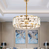 Gold Drum Ceiling Lamp Postmodern Crystal Panel 6 Heads Chandelier Lighting - Rebooters
