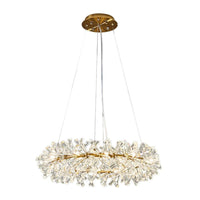 18 Heads Pendant Light Kit Simple Style Ring Clear Faceted Crystal Chandelier - Rebooters