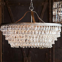 Basket Dining Room Chandelier Pendant Light Traditional Clear Teardrop Crystal 6 Heads - Rebooters