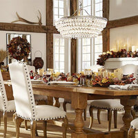 Basket Dining Room Chandelier Pendant Light Traditional Clear Teardrop Crystal 6 Heads - Rebooters