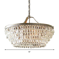 Basket Dining Room Chandelier Pendant Light Traditional Clear Teardrop Crystal 6 Heads - Rebooters