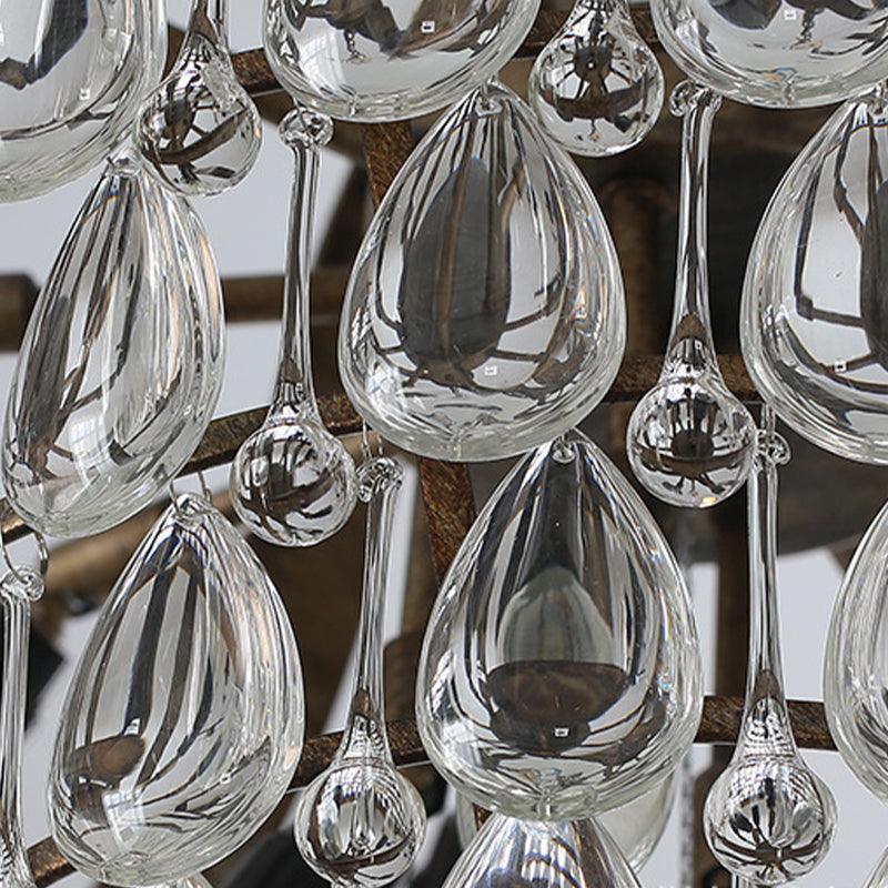 Basket Dining Room Chandelier Pendant Light Traditional Clear Teardrop Crystal 6 Heads - Rebooters
