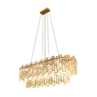 7 Heads Rectangle-Cut Crystal Ceiling Lamp Postmodern Gold Chandelier - Rebooters