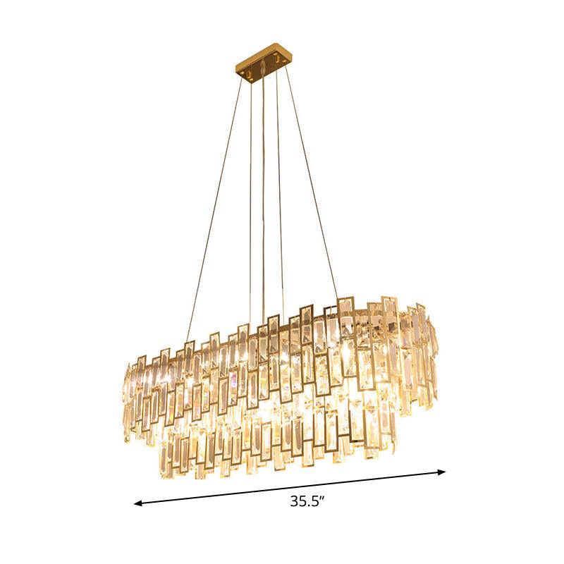 7 Heads Rectangle-Cut Crystal Ceiling Lamp Postmodern Gold Chandelier - Rebooters