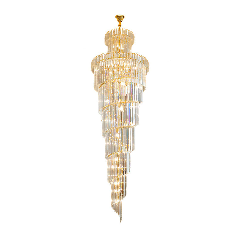 12 Heads Ceiling Suspension Lamp Simple Style Spiral Clear Crystal Rod Pendant Chandelier - Rebooters