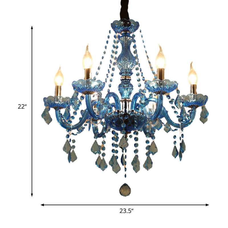 Candle/Bell Crystal Pendant Chandelier Modernism 6/18 Bulbs Blue Light - Rebooters