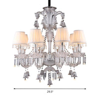 Beige Tapered Chandelier Pendant Light Modernism 8 Heads Crystal Lamp - Rebooters