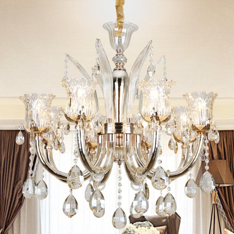 6/8-Bulb Living Room Chandelier Light Modern Amber Pendant - Rebooters