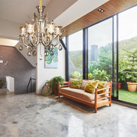 6/8-Bulb Living Room Chandelier Light Modern Amber Pendant - Rebooters