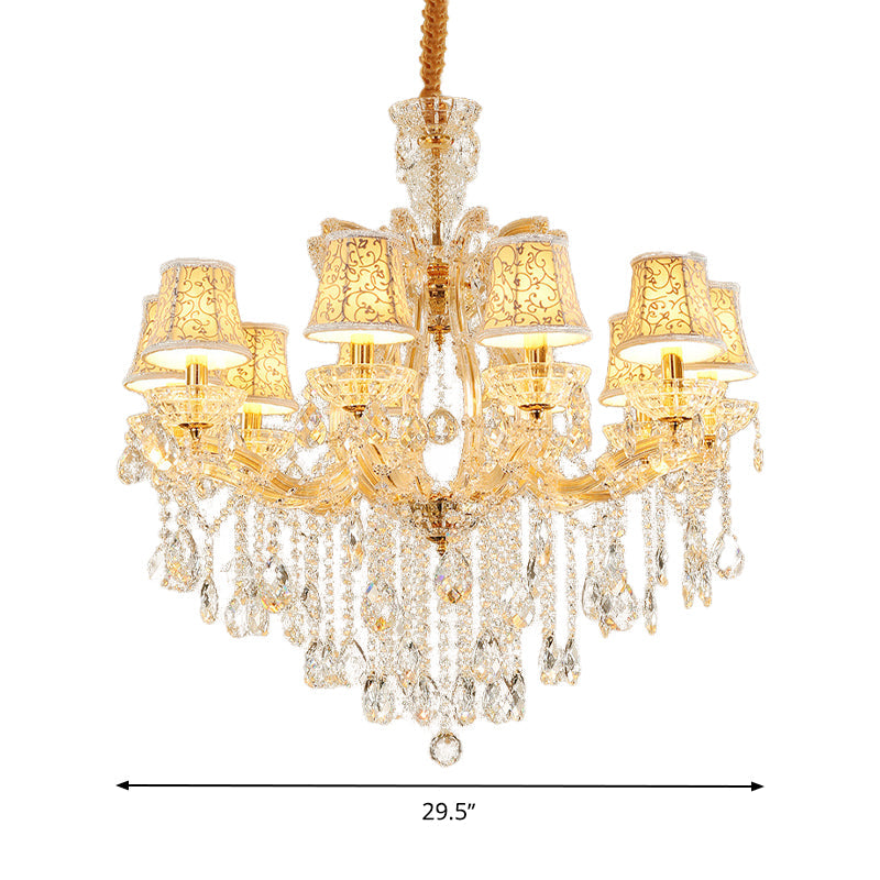 Teardrop Chandelier Light Fixture Modern Hand-Cut Crystal 10 Heads Gold Pendant - Rebooters