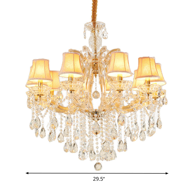 Teardrop Chandelier Light Fixture Modern Hand-Cut Crystal 10 Heads Gold Pendant - Rebooters