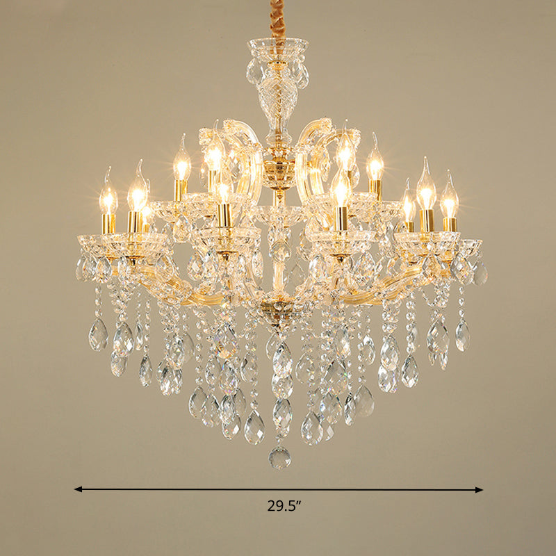 Teardrop Chandelier Light Fixture Modern Hand-Cut Crystal 10 Heads Gold Pendant - Rebooters
