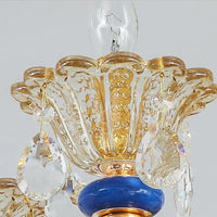 Candelabra Chandelier Light Fixture Traditional Metal 6 Heads Brass Pendant with Amber Crystal Accent - Rebooters