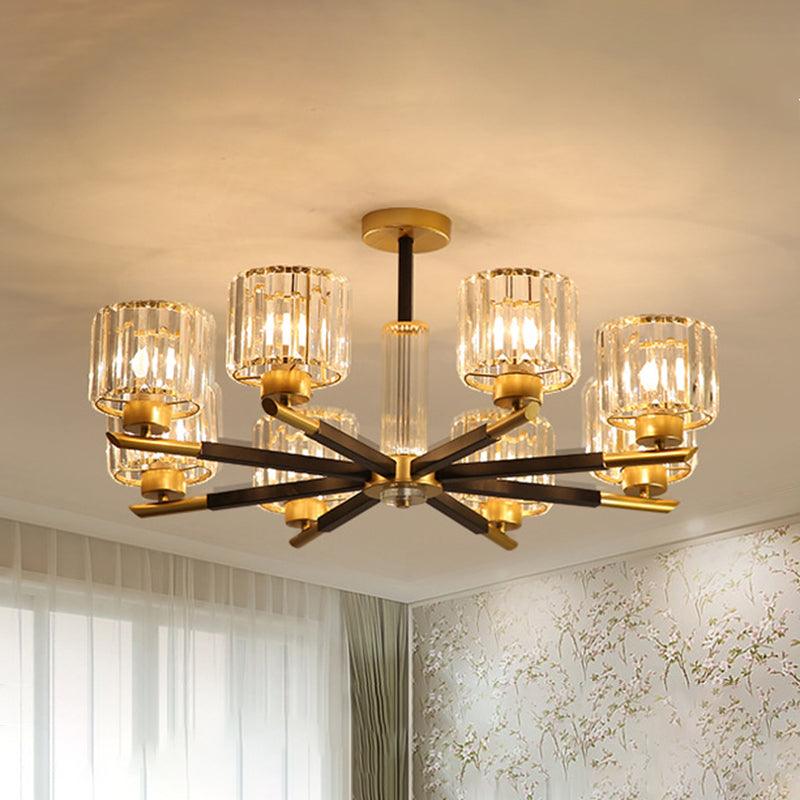 8 Lights Bedroom Chandelier Light Simple Style Black and Gold - Rebooters