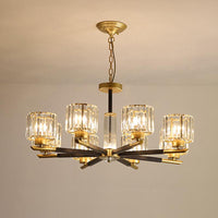 8 Lights Bedroom Chandelier Light Simple Style Black and Gold - Rebooters