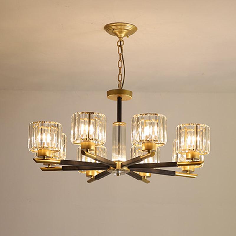 8 Lights Bedroom Chandelier Light Simple Style Black and Gold - Rebooters