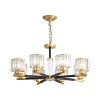 8 Lights Bedroom Chandelier Light Simple Style Black and Gold - Rebooters