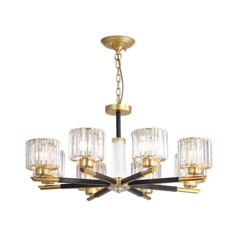 8 Lights Bedroom Chandelier Light Simple Style Black and Gold - Rebooters