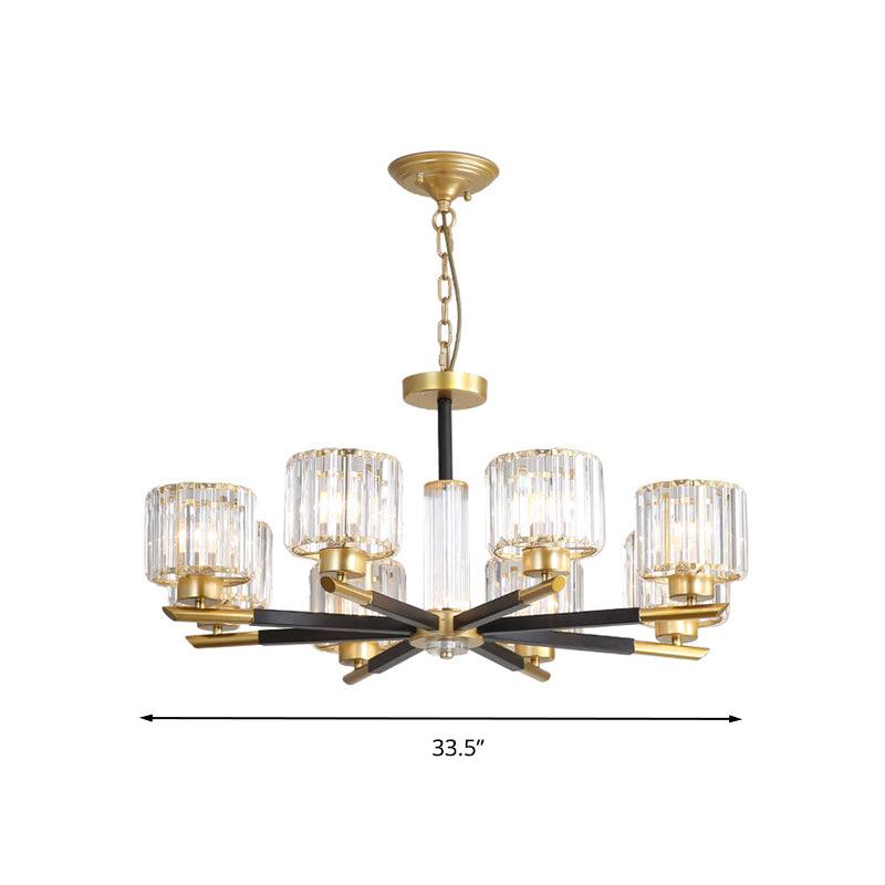 8 Lights Bedroom Chandelier Light Simple Style Black and Gold - Rebooters