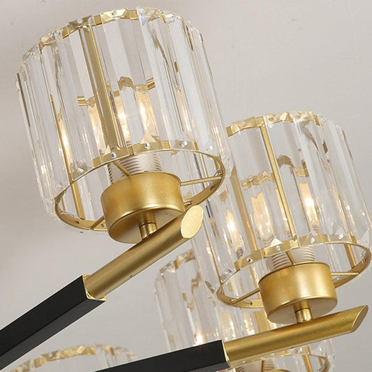8 Lights Bedroom Chandelier Light Simple Style Black and Gold - Rebooters
