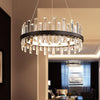 Circular Pendant Ceiling Light Modern Rectangle-Cut Crystal Black/White LED Chandelier 23.5"/31.5" Wide - Rebooters