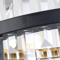 Circular Pendant Ceiling Light Modern Rectangle-Cut Crystal Black/White LED Chandelier 23.5"/31.5" Wide - Rebooters