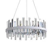 Circular Pendant Ceiling Light Modern Rectangle-Cut Crystal Black/White LED Chandelier 23.5"/31.5" Wide - Rebooters
